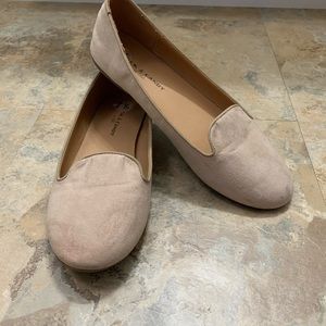 Nude Suede Loafer Flats